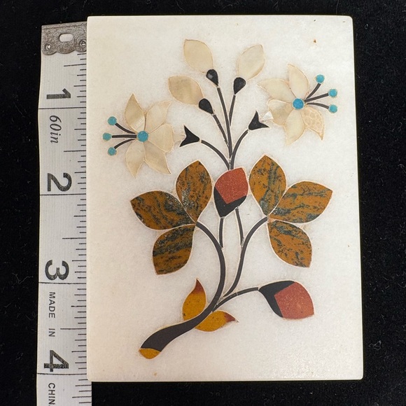 Handcrafted Floral Inlay Art on Stone - Picture 4 of 7